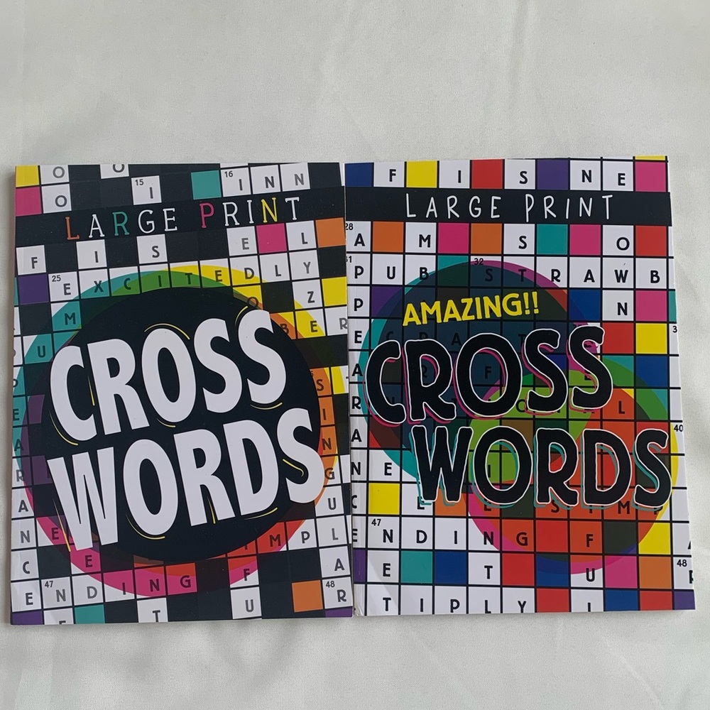 NEW LARGE PRINT CROSS WORDS crosswords puzzle paperback books (2 books included)